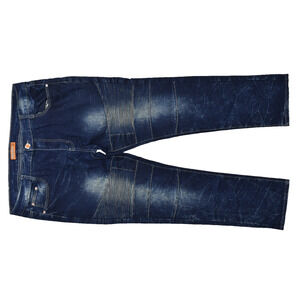 Denim & Rivets Men's Size 40 Blue Moto Biker Jeans Distressed Slim Straight Stre